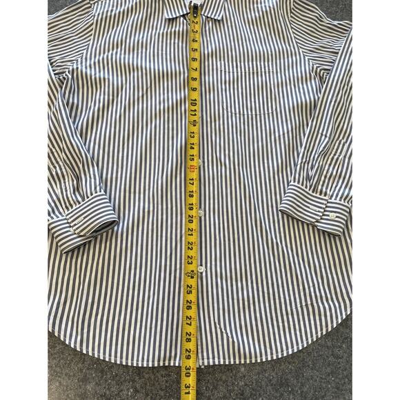 Banana Republic Mens Long Sleeve Button Up Shirt XL White Grey Striped Cotton - Picture 6 of 11